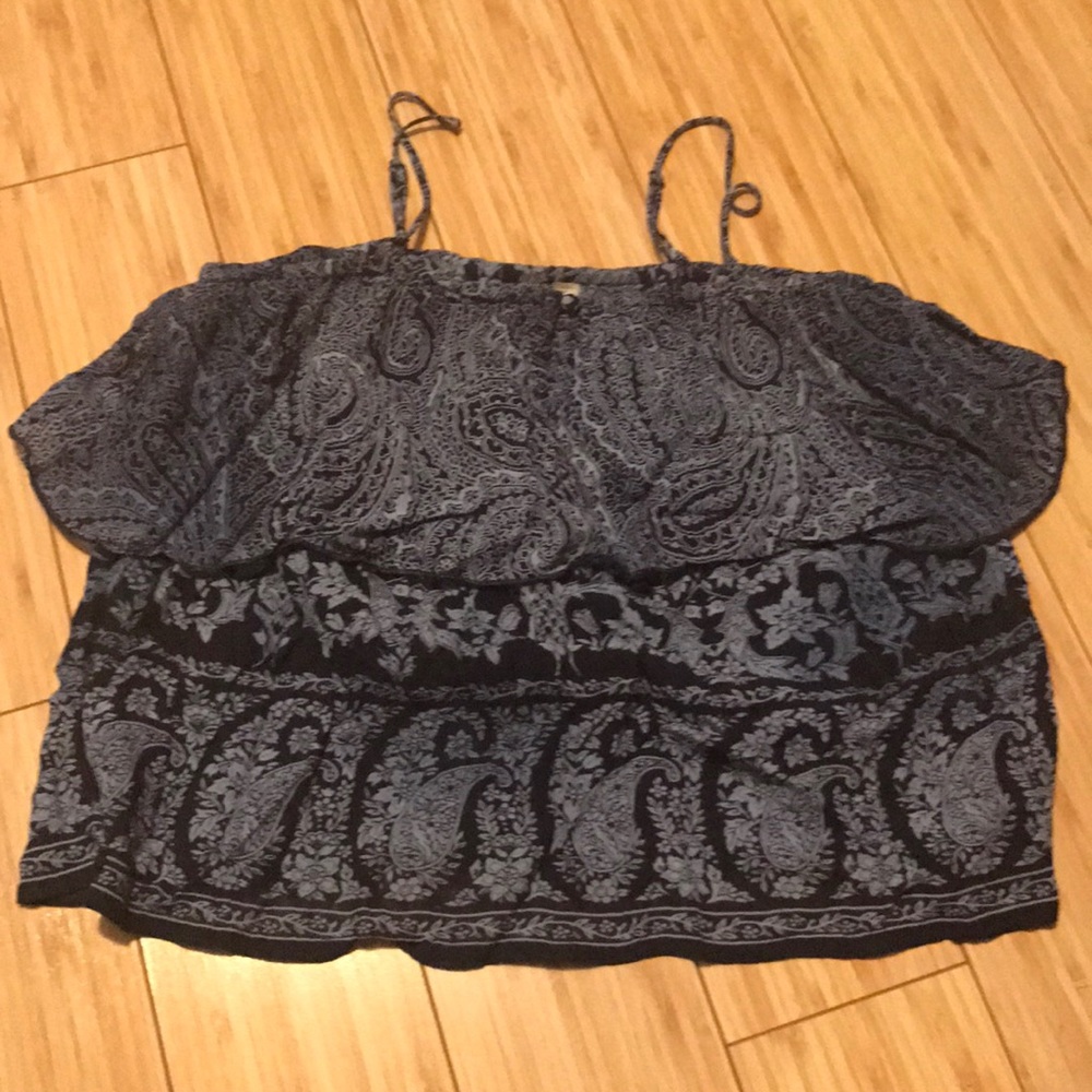 Alya Flounce Crop Top Blue